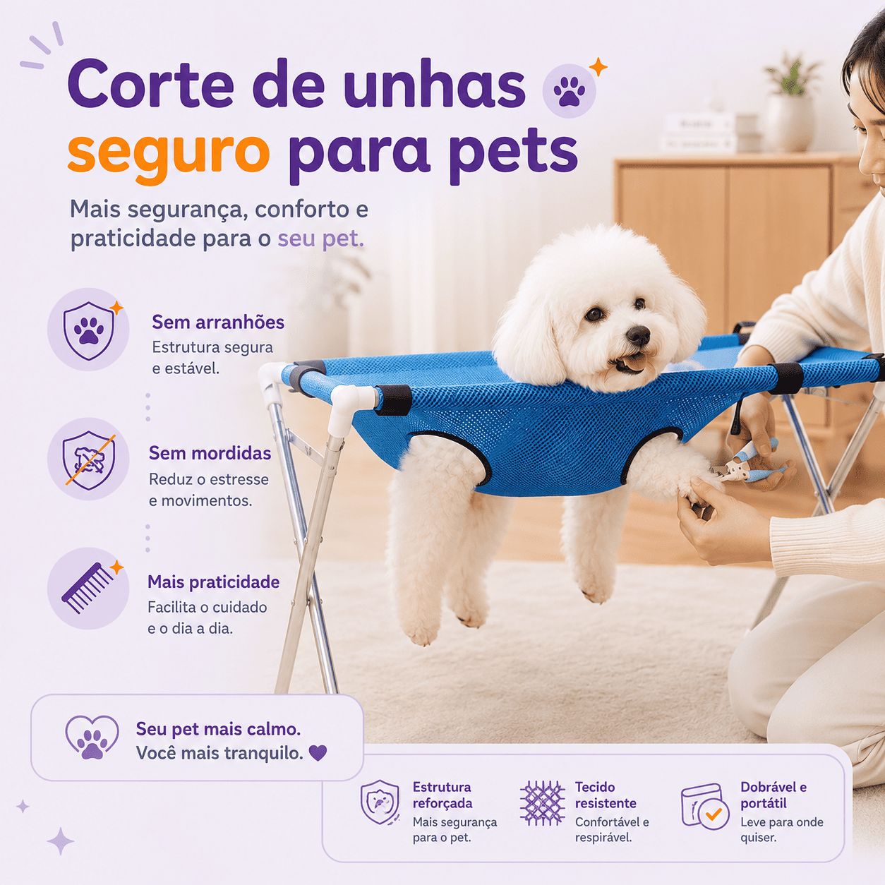PetFix - Suporte multifuncional para Banho, Tosa e Corte de Unha em Cães e Gatos