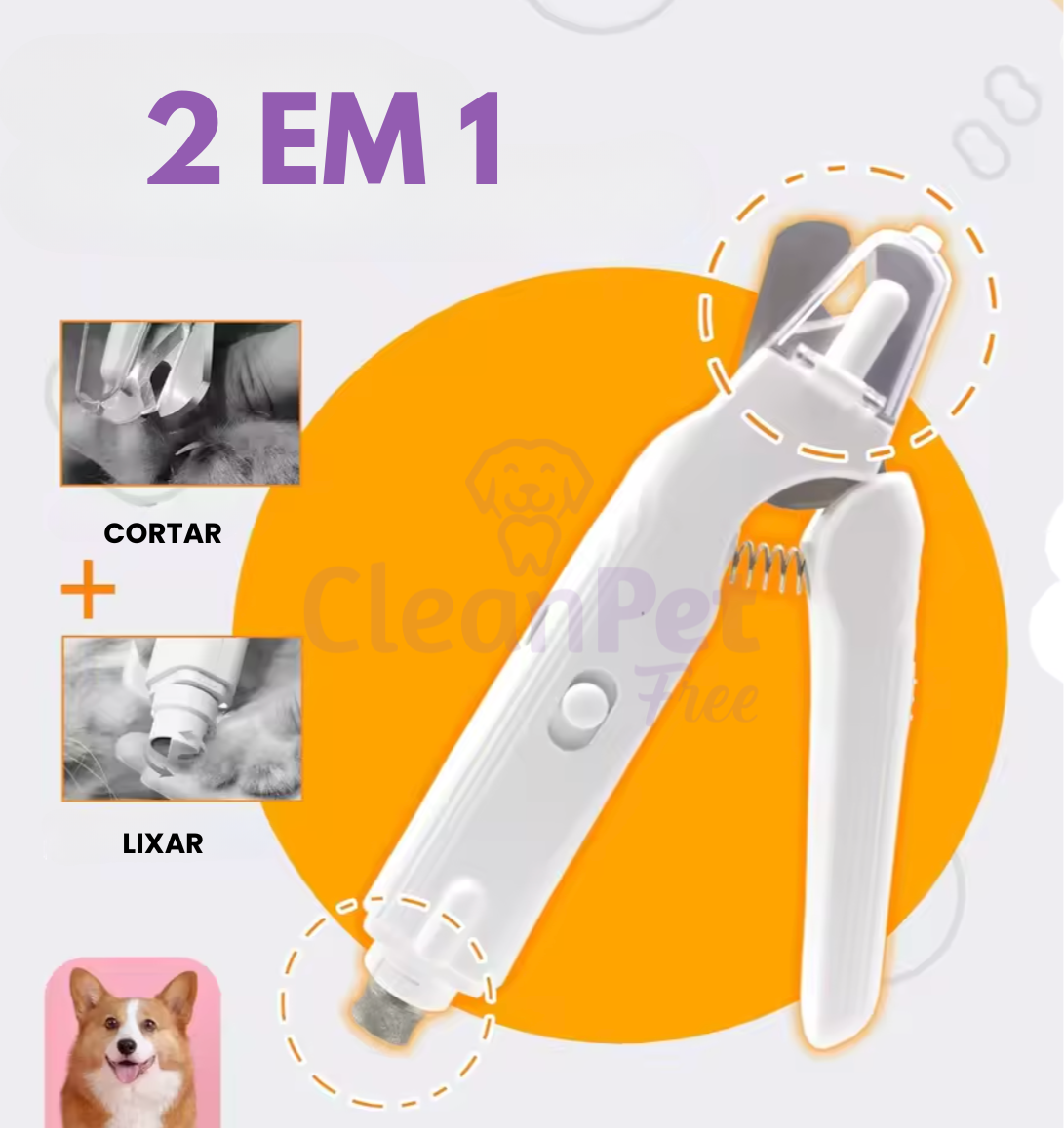 PetTrim™ 2 em 1 (Cortador + Lixador) com LED
