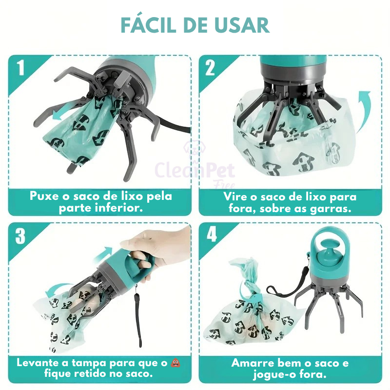 Coletor de Fezes Portátil Higiênico 3 em 1 para Passeios com Pets - CleanPick™