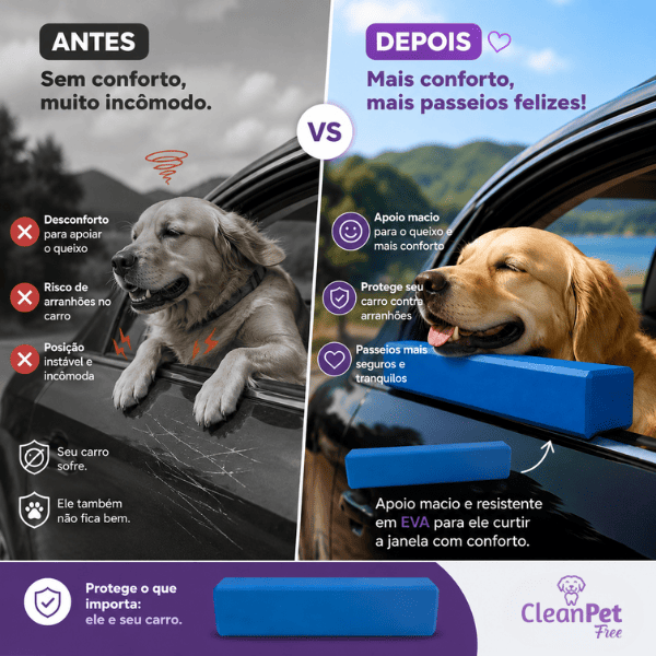 Apoio de Janela para Cães em Viagens de Carro — Almofada EVA Antiderrapante e Impermeável