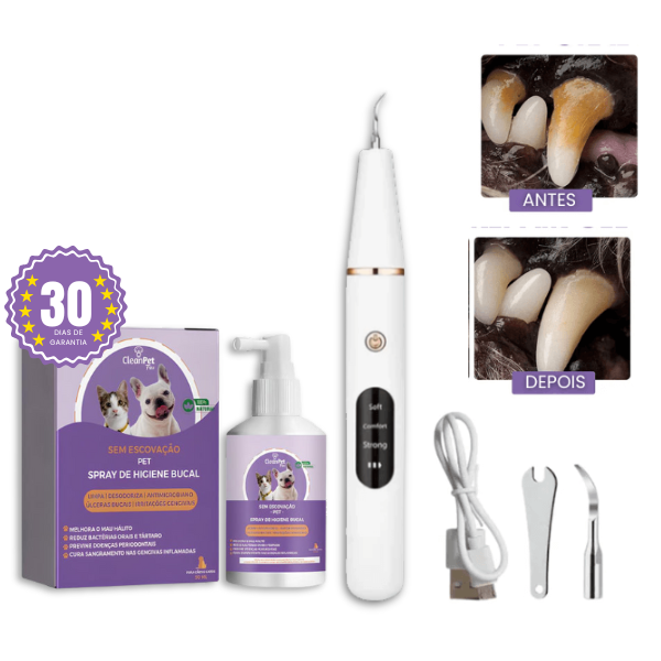 Spray bucal pet + Ultrassônico SmilePet: A solução completa contra mau hálito e tártaro dos pet