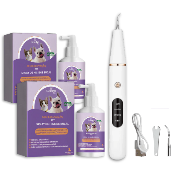 Spray bucal pet + Ultrassônico SmilePet: A solução completa contra mau hálito e tártaro dos pet