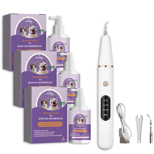 Spray bucal pet + Ultrassônico SmilePet: A solução completa contra mau hálito e tártaro dos pet