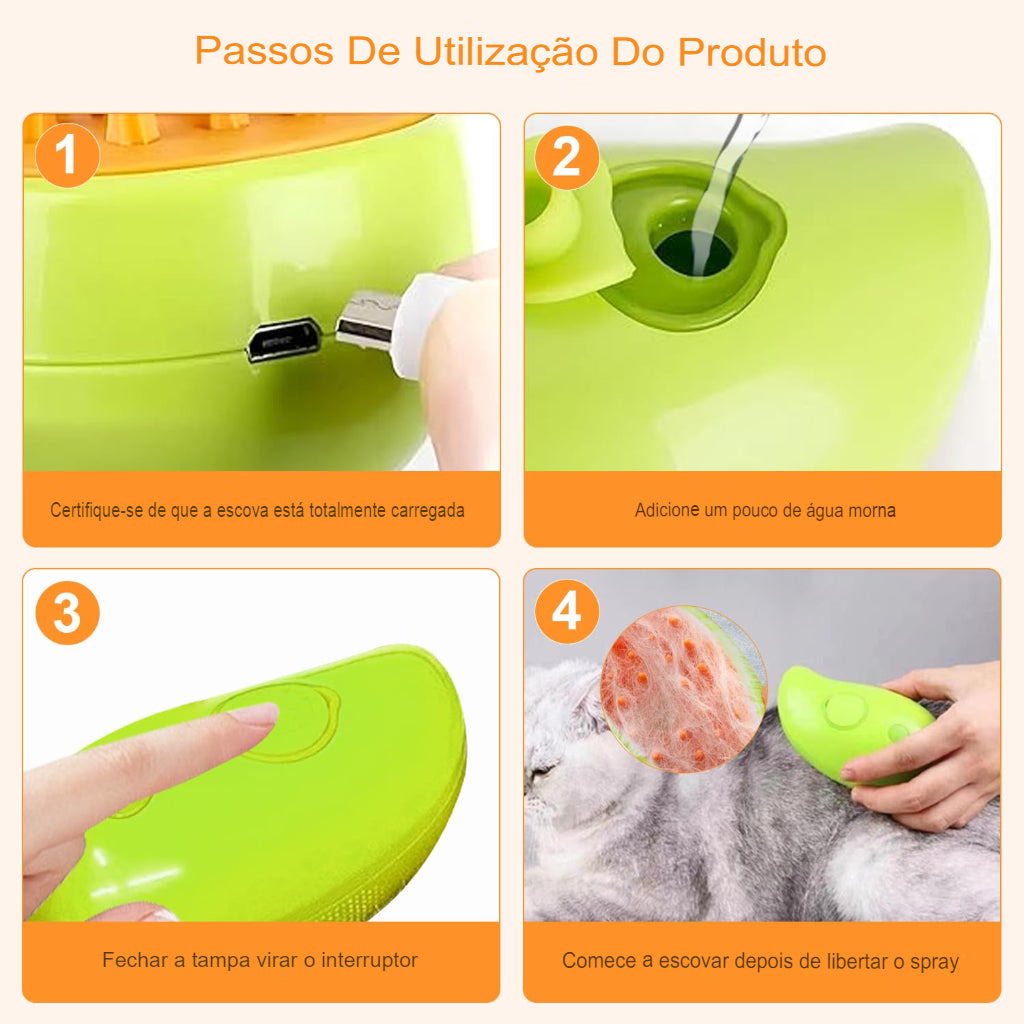 Combo Clean Pet Banho seco - 10 luvas + Escova 3 em e 1