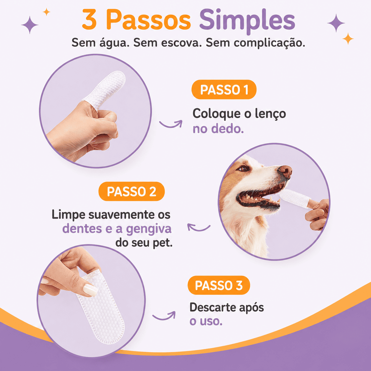 Lenços de limpeza odontológico para pets - Desenvolvido para pets que odeiam escova