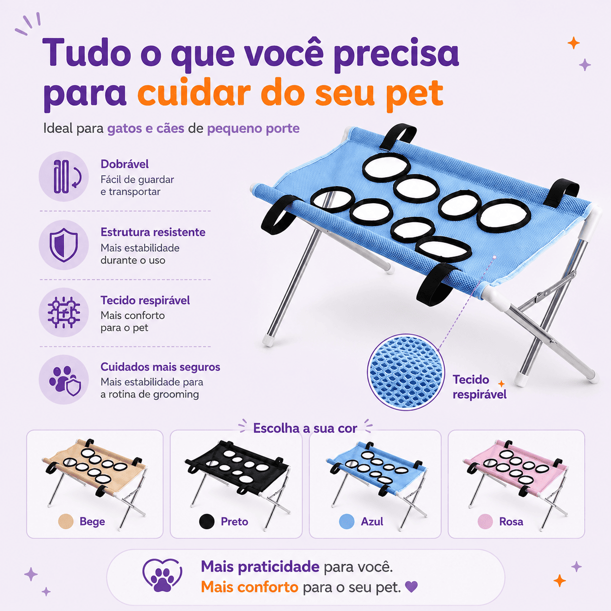 PetFix - Suporte multifuncional para Banho, Tosa e Corte de Unha em Cães e Gatos