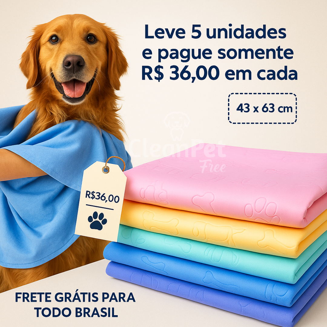 Toalha PetDry™ – Seca 2x Mais Rápido evitando humidade e mau cheiro