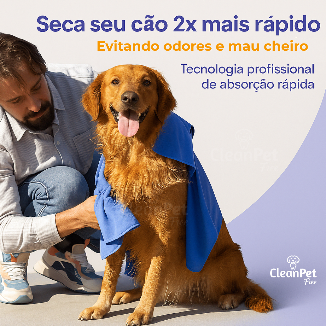 Toalha PetDry™ – Seca 2x Mais Rápido evitando humidade e mau cheiro