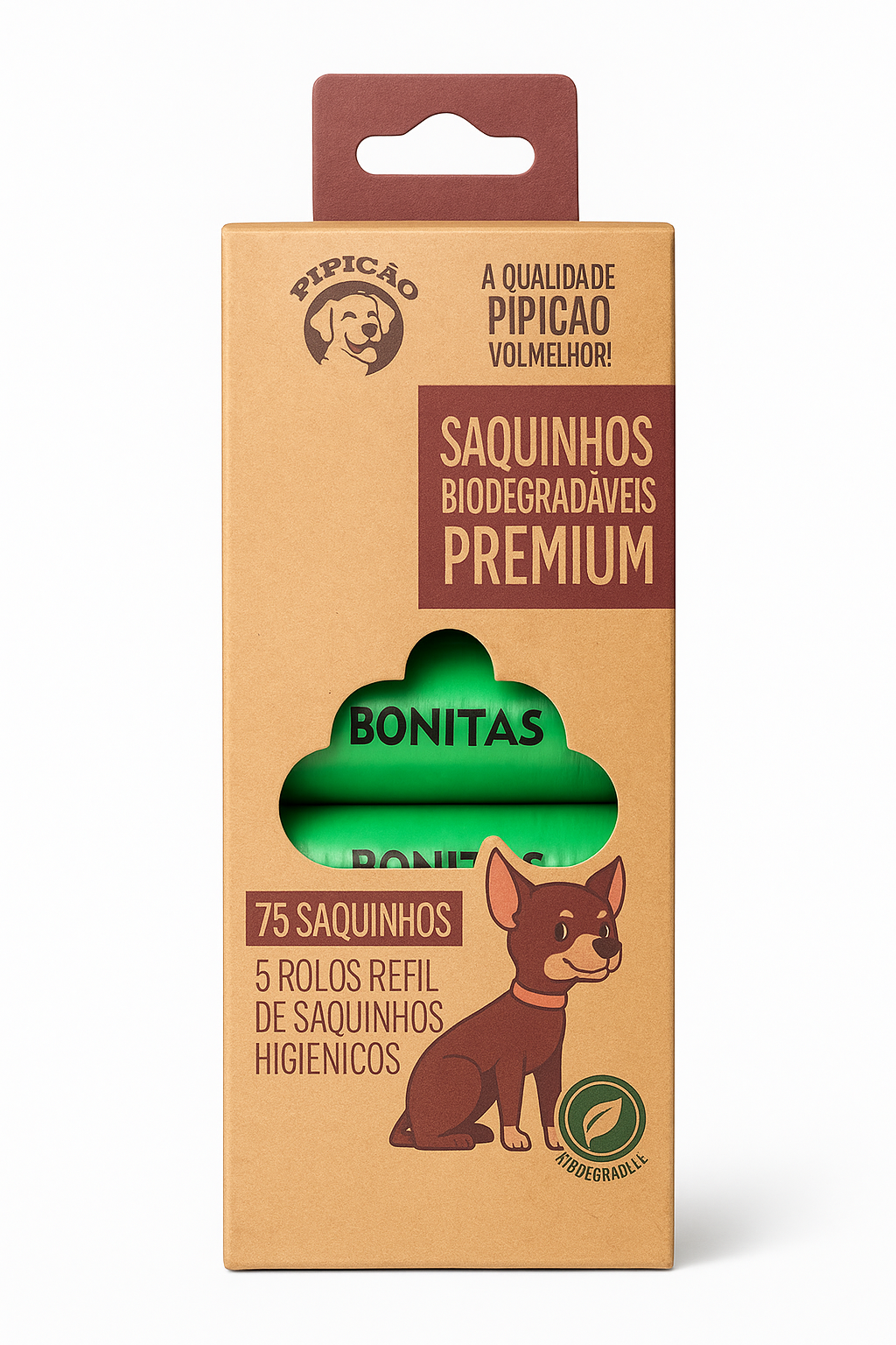 Saquinho para fezes biodegradáveis - 75 saquinhos