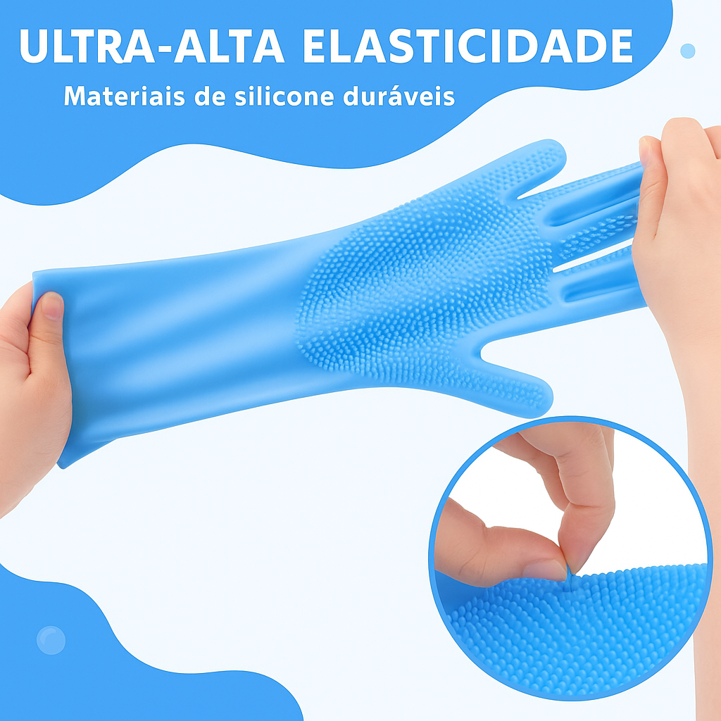 Luva de silicone com cerdas macias para banho em pets