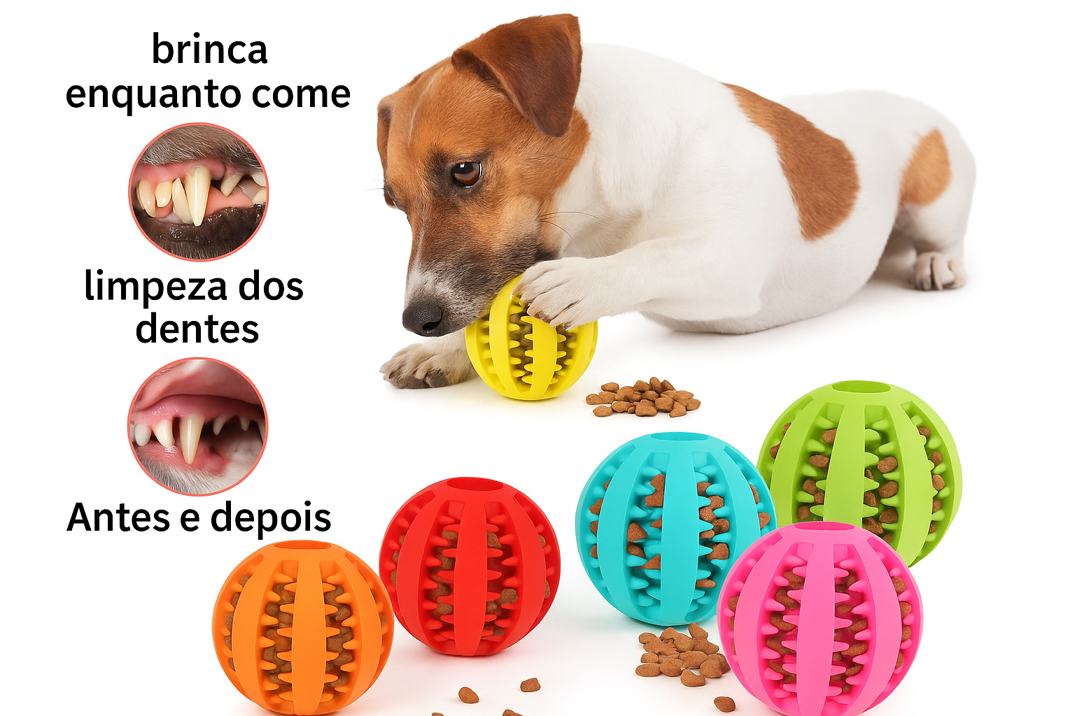 Bolinha Anti-Ansiedade CalmSnack™ - Distrai, acalma e libera petiscos enquanto limpa os dentes