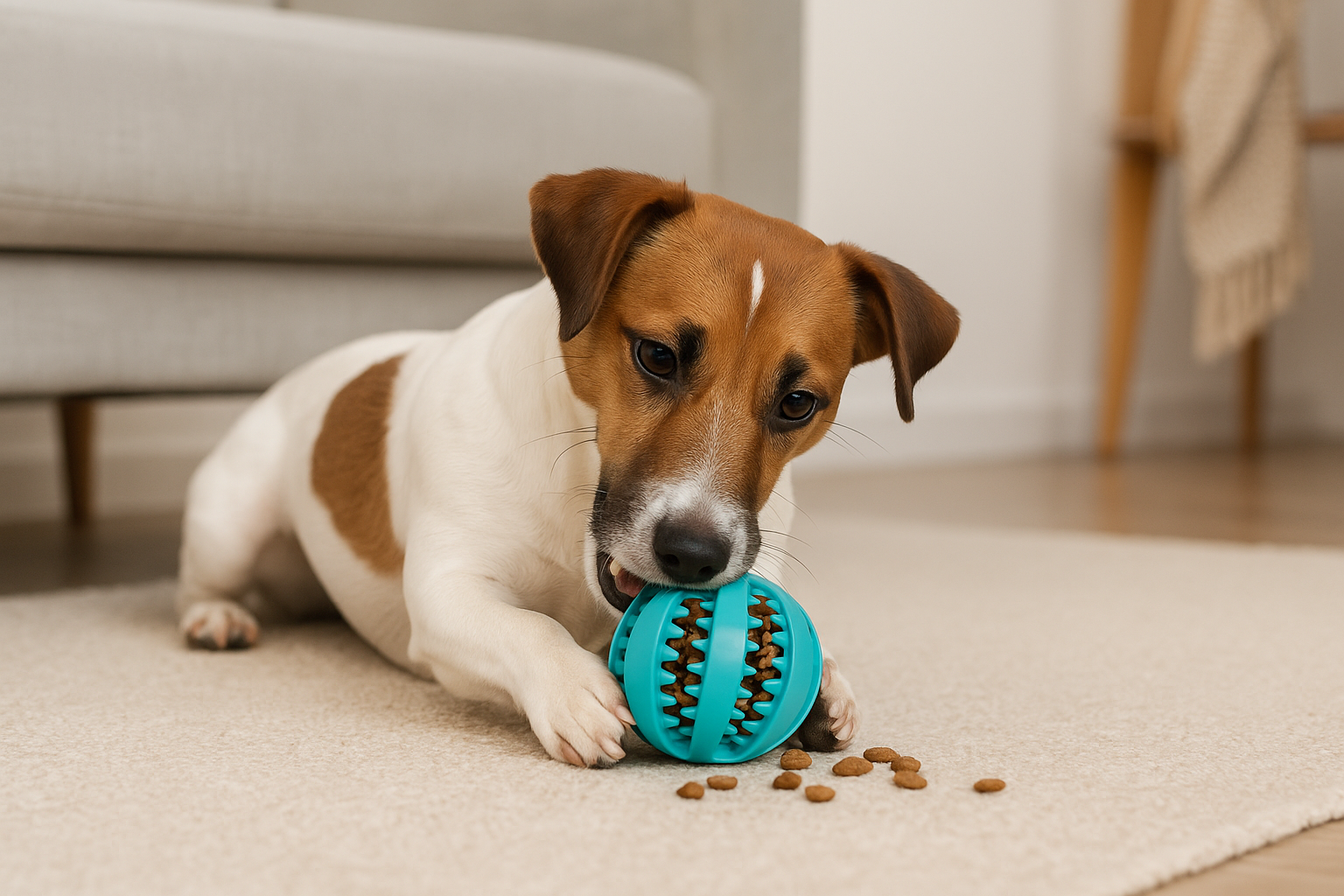 Bolinha Anti-Ansiedade CalmSnack™ - Distrai, acalma e libera petiscos enquanto limpa os dentes