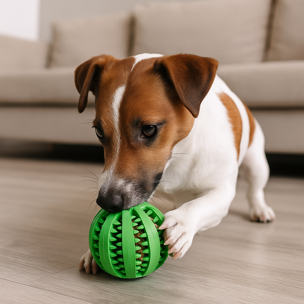Bolinha Anti-Ansiedade CalmSnack™ - Distrai, acalma e libera petiscos enquanto limpa os dentes