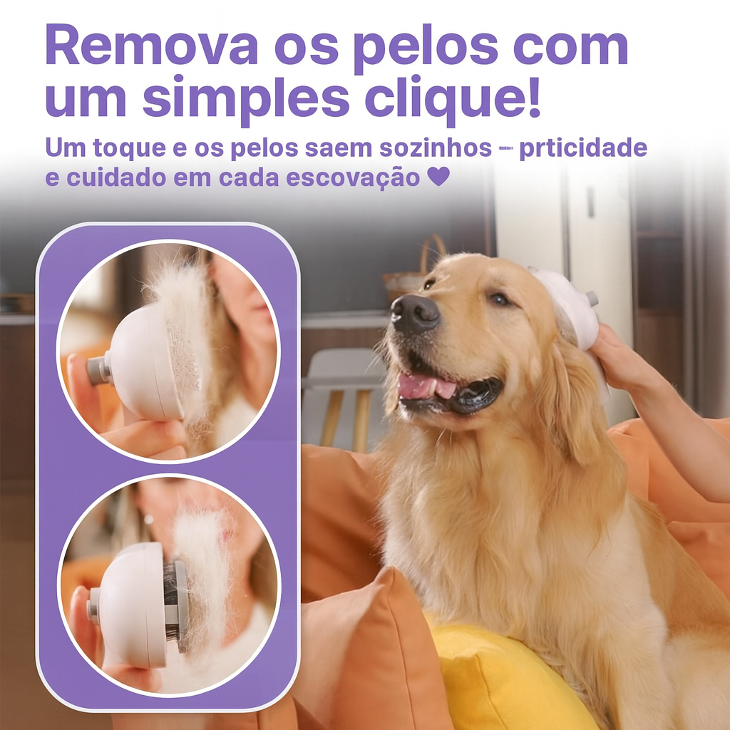 PetVap™ – Escova que Remove Pelos e Hidrata, Deixando os Pelos Sedosos e Brilhante