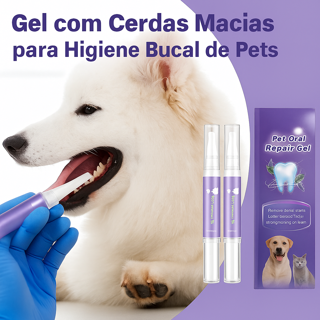 Caneta Dental para Pets Limpa dentes amarelados, previne o tártaro e elimina o mau hálito