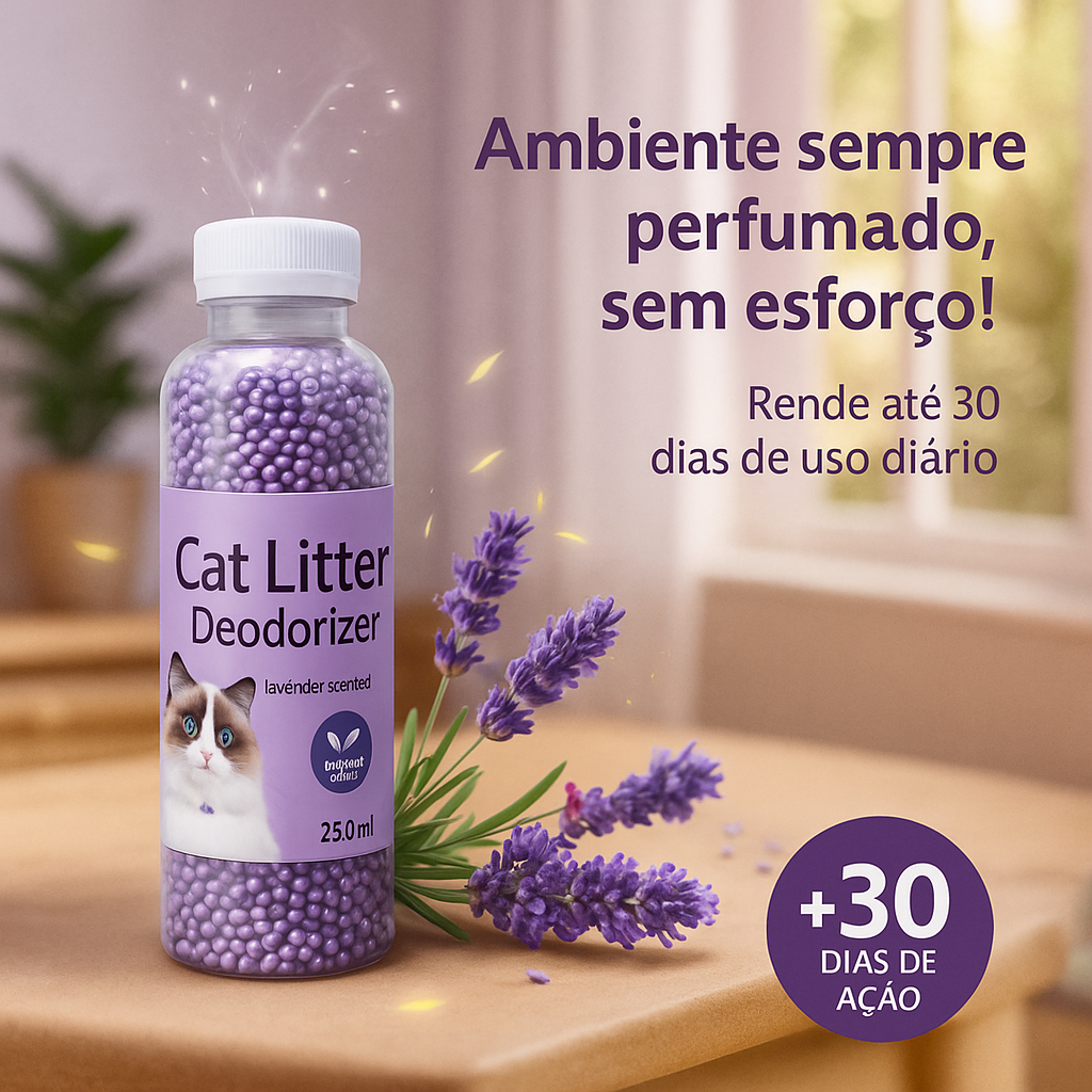 Acabe com o Mau Cheiro da Caixa de Areia – Perfume e Proteção por Até 30 Dias