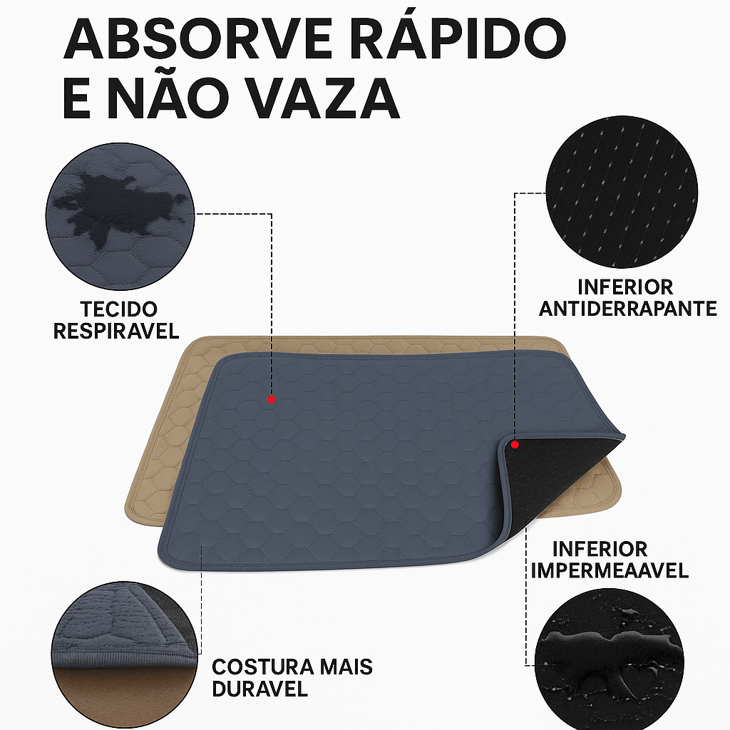 Tapete Higiênico Pet Premium – Lavável, Antivazamento e Antiderrapante