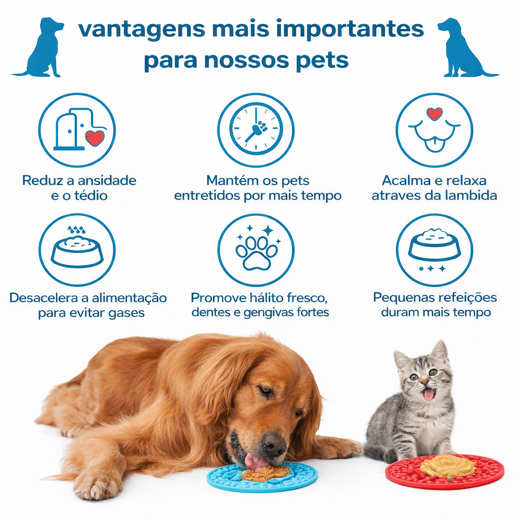 Comedouro Lento para Cães - Lick Pad Terapêutico: A Solução Definitiva para o Estresse e a Ansiedade do seu Pet.