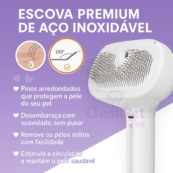 PetVap™ – Escova que Remove Pelos e Hidrata, Deixando os Pelos Sedosos e Brilhante