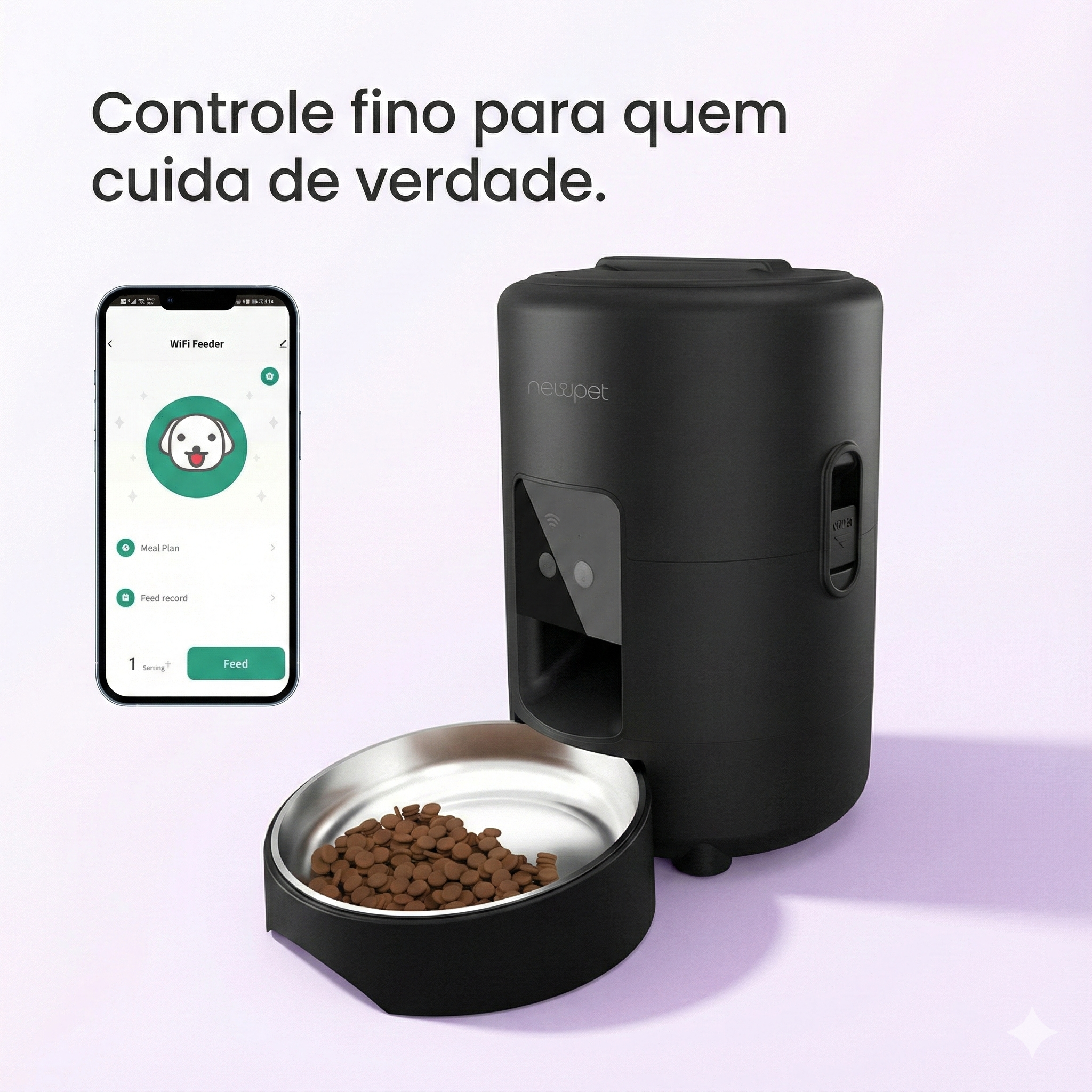 Comedouro Automático - 2L com wifi e comando de voz – Ideal para Cães e Gatos Pequenos