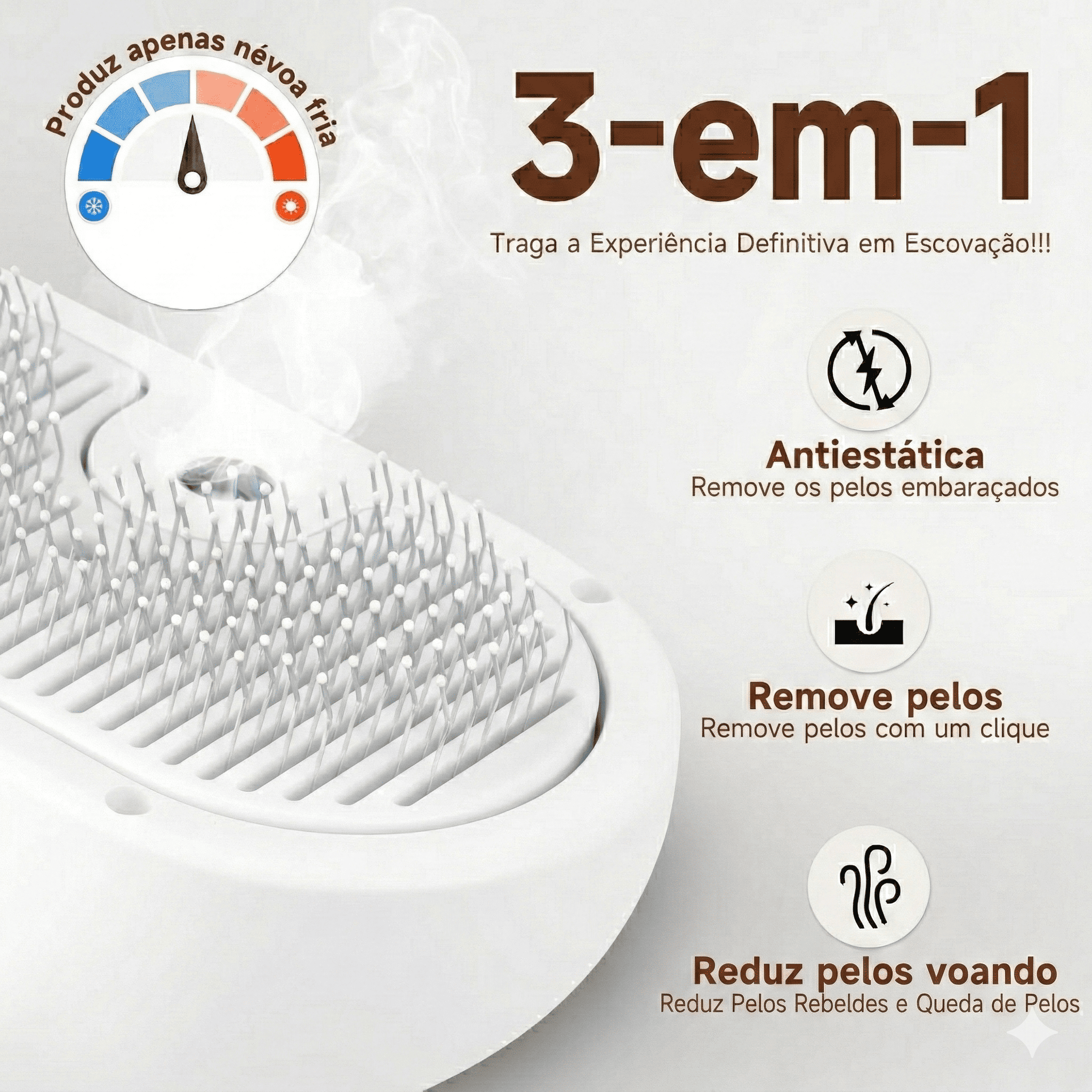 PetVap™ – Escova que Remove Pelos e Hidrata, Deixando os Pelos Sedosos e Brilhante