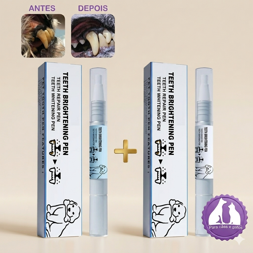 Caneta Dental para Pets Limpa dentes amarelados, previne o tártaro e elimina o mau hálito