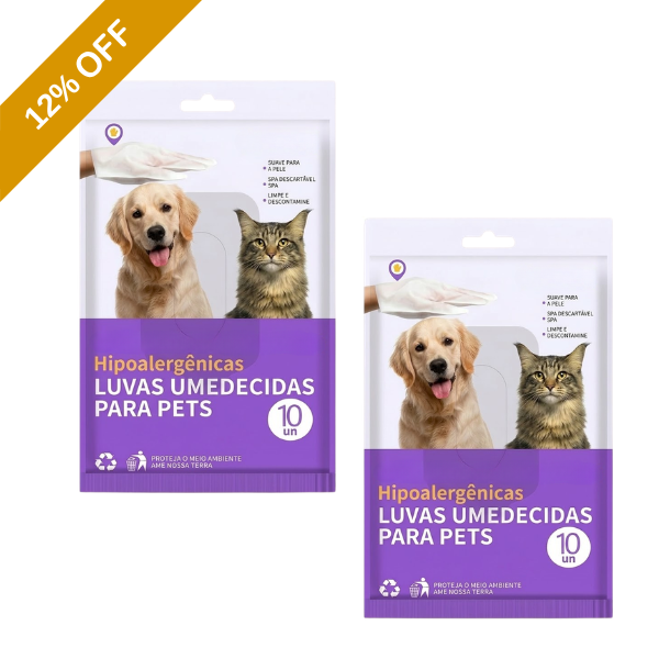 Luva Umedecida Pet Banho sem Água - Limpa, Hidrata e Protege