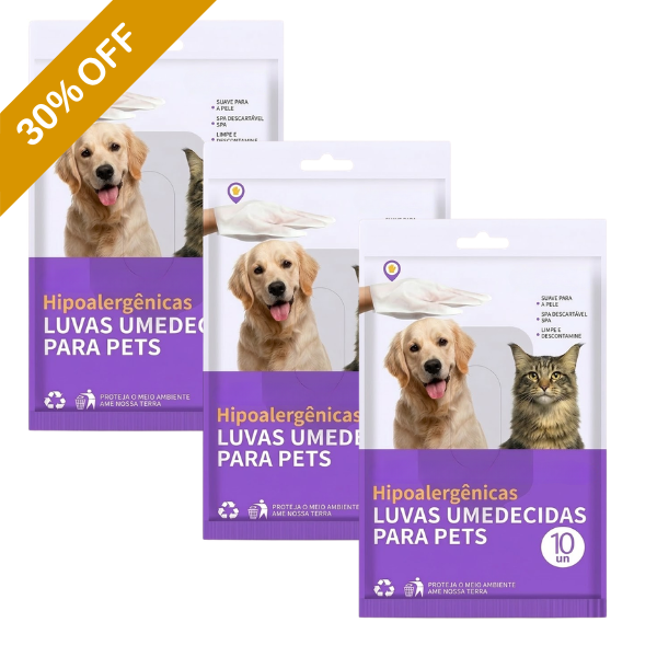 Luva Umedecida Pet Banho sem Água - Limpa, Hidrata e Protege