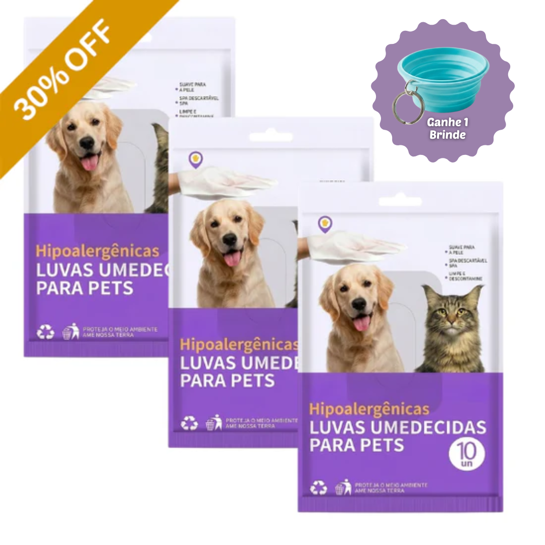 Luva Umedecida Pet Banho sem Água - Limpa, Hidrata e Protege
