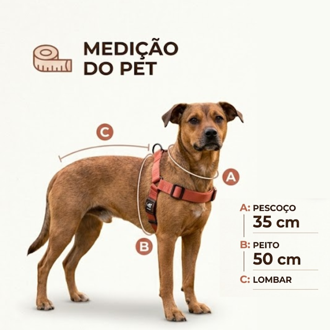 Coleira estilo Peitoral - Encaixe em Y Anti-Sufocamento — Regulável em Nylon Premium