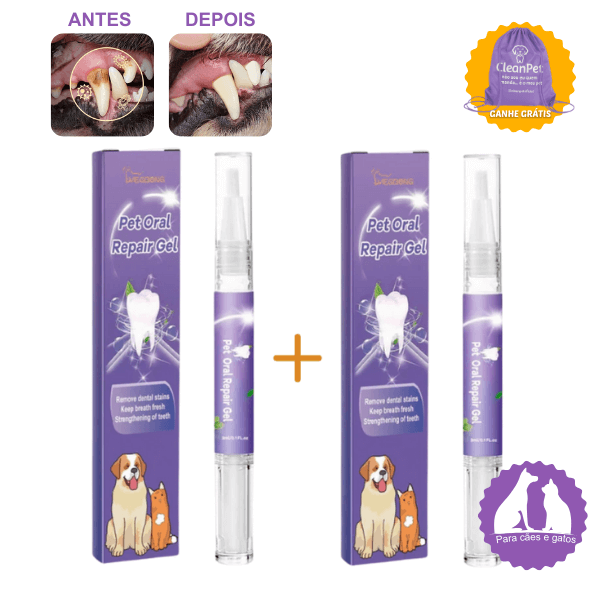 Caneta Dental para Pets Limpa dentes amarelados, previne o tártaro e elimina o mau hálito