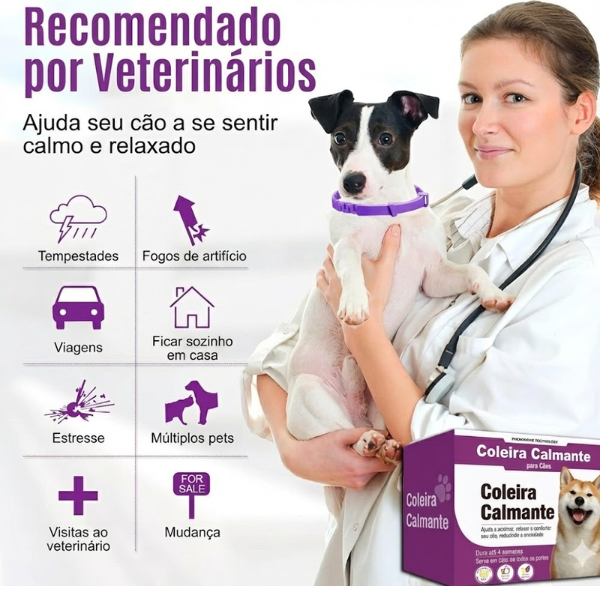 Coleira Calmante ZenPet™: Fim dos Tremores, Latidos Excessivos e Medo de Barulhos