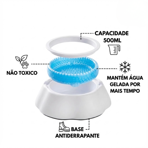 Tigela Gelada FrostPet™: Água Fresca e Saudável por até 8 Horas