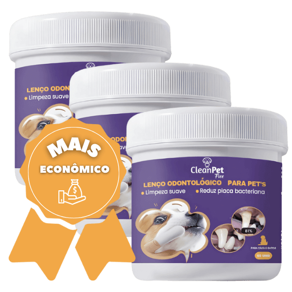 Lenços de limpeza odontológico para pets - Desenvolvido para pets que odeiam escovas