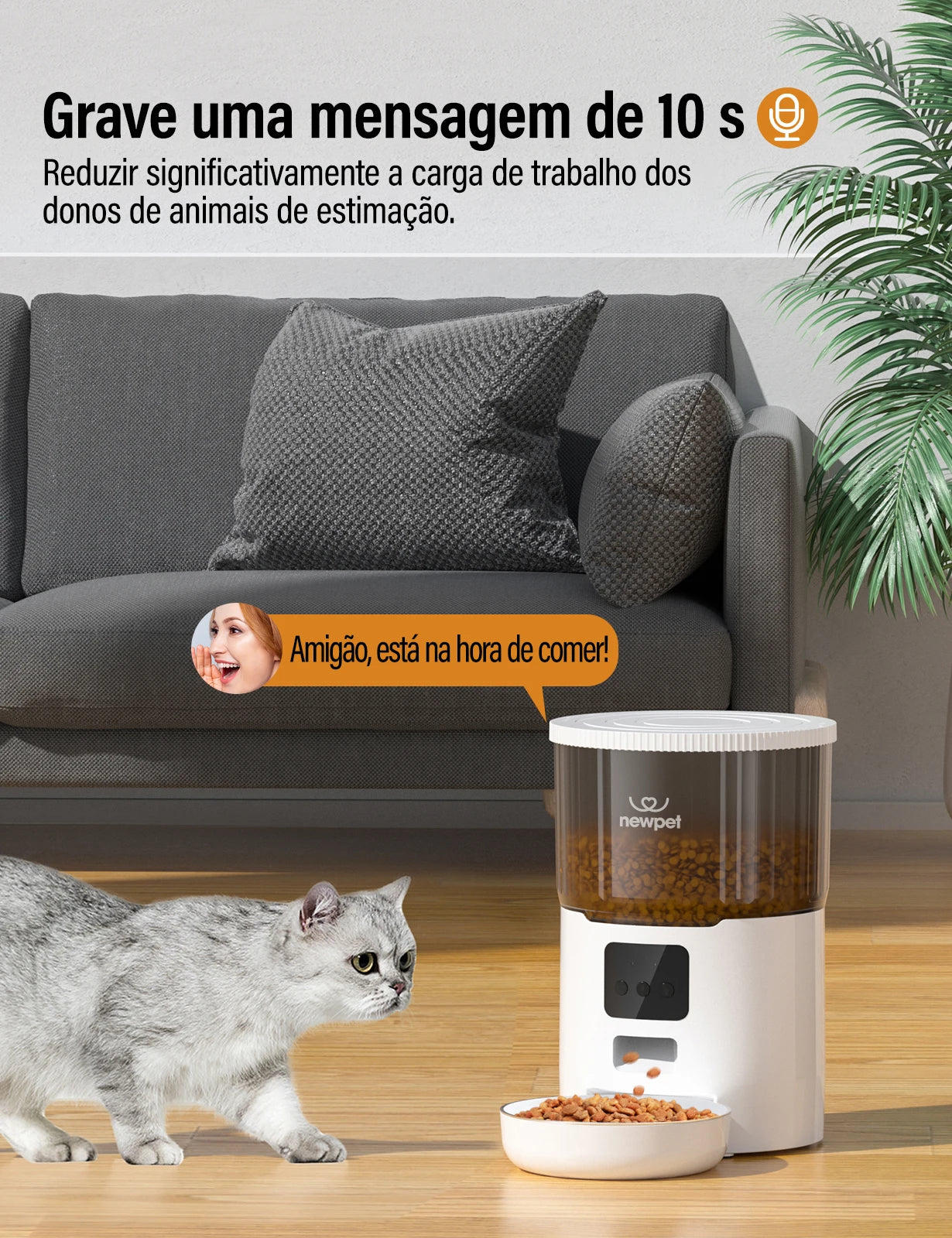 Alimentador Automático para Cães e Gatos com Wi-Fi 4L — Porções Programadas pelo Celular