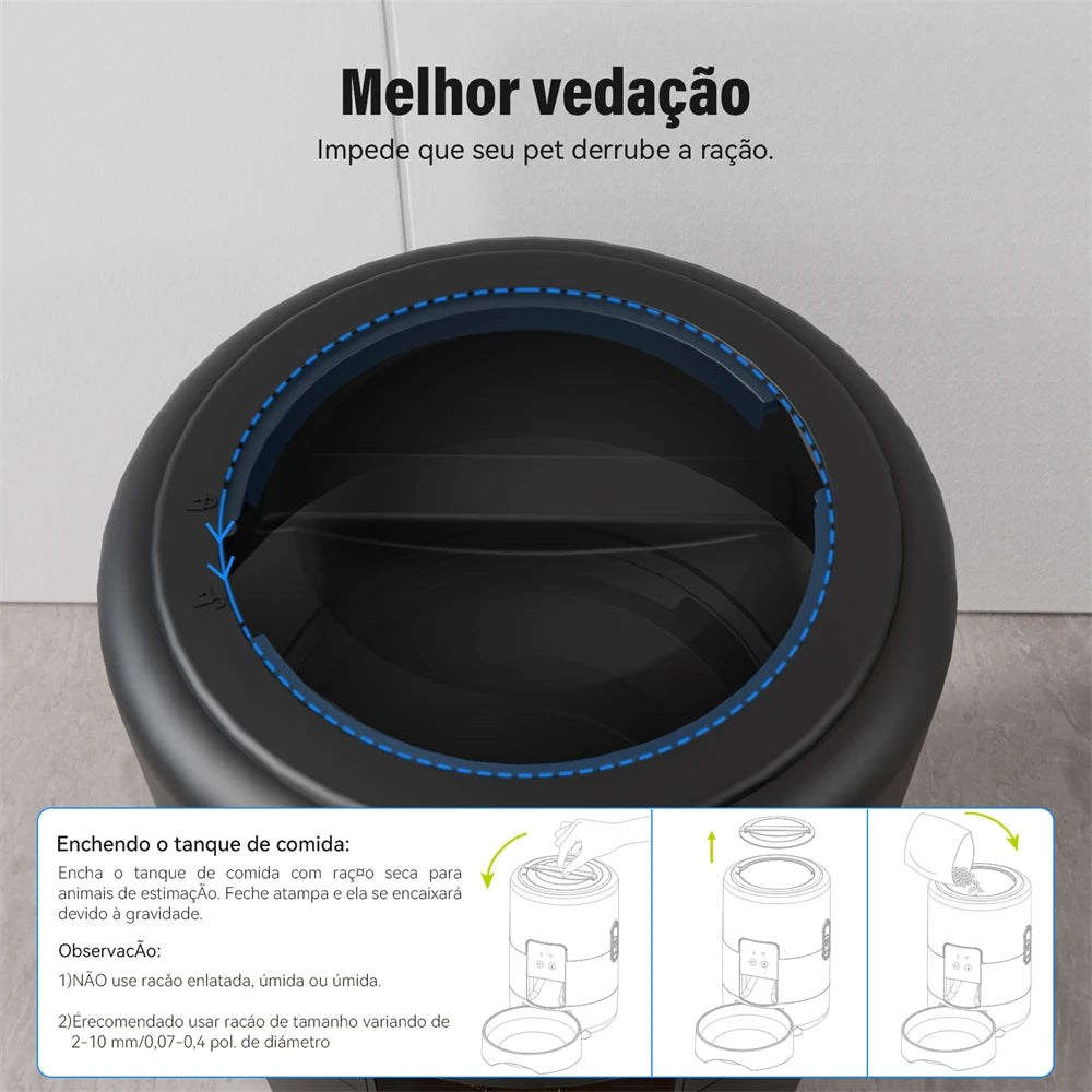 Comedouro Automático - 2L com wifi e comando de voz – Ideal para Cães e Gatos Pequenos