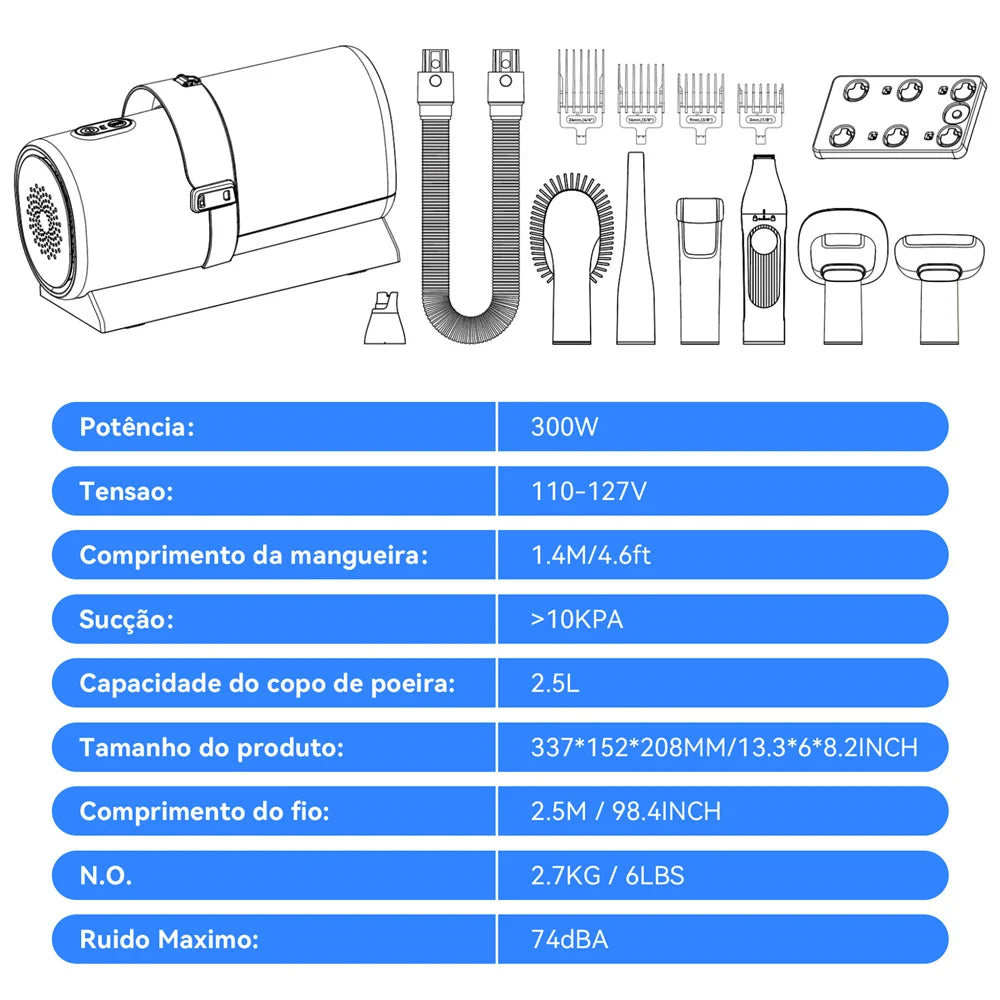 Aspirador de pelos pet Multifuncional. Apara, Aspira e Remove