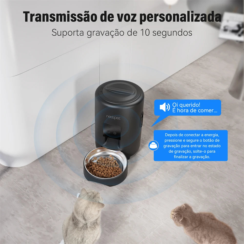 Comedouro Automático - 2L com wifi e comando de voz – Ideal para Cães e Gatos Pequenos