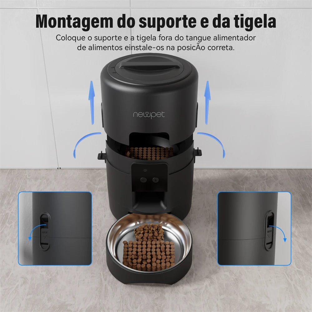 Comedouro Automático - 2L com wifi e comando de voz – Ideal para Cães e Gatos Pequenos