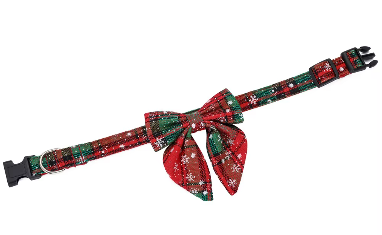 Coleira Natalina Para cães com laço