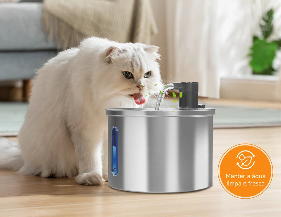 Bebedouro inteligente com tecnologia AeroFlow™ : Água Viva e Purificada 24h.