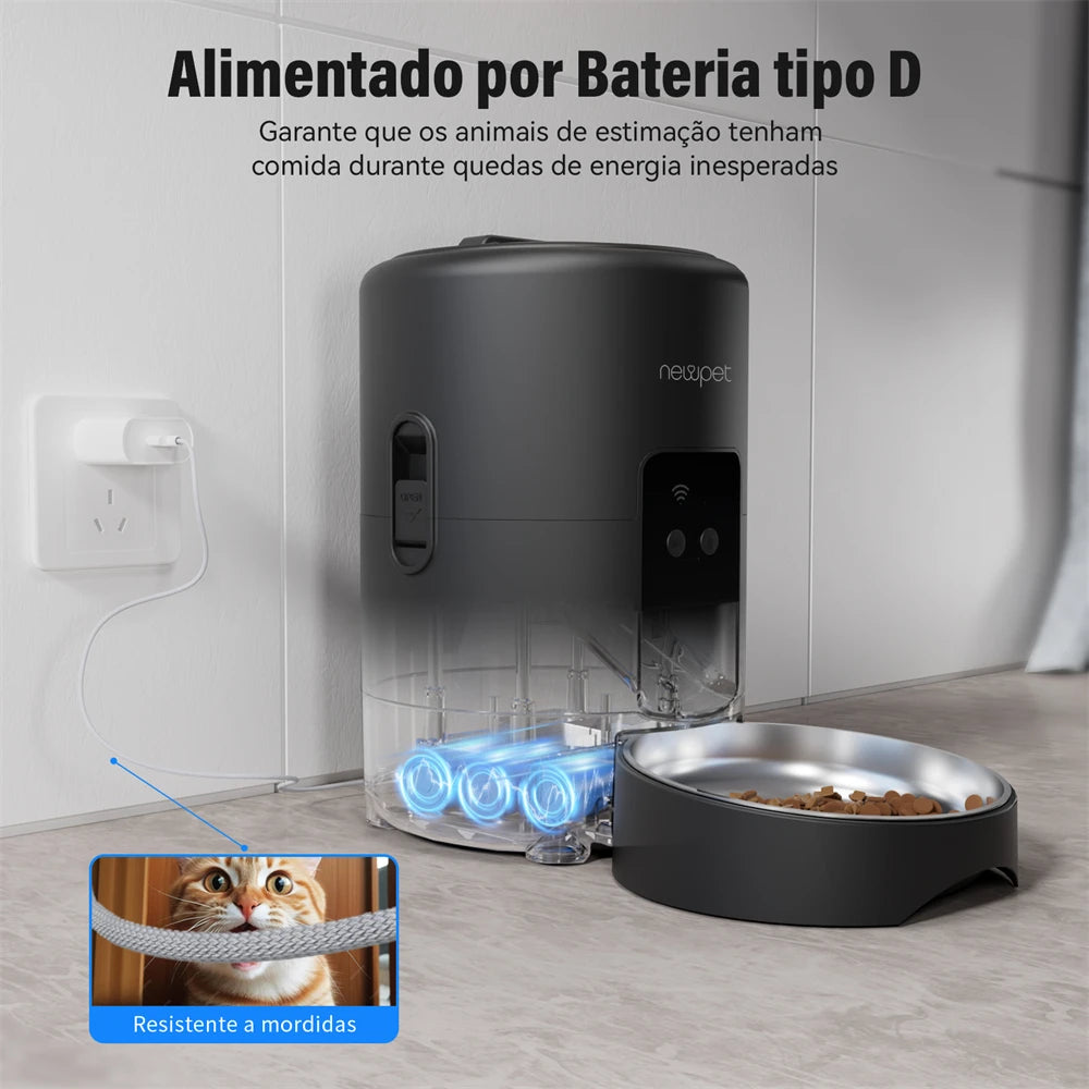 Comedouro Automático - 2L com wifi e comando de voz – Ideal para Cães e Gatos Pequenos