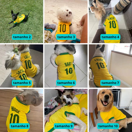 Roupinha Personalizada Brasil com Nome do seu Pet - FANPET™ (Edição Limitada)