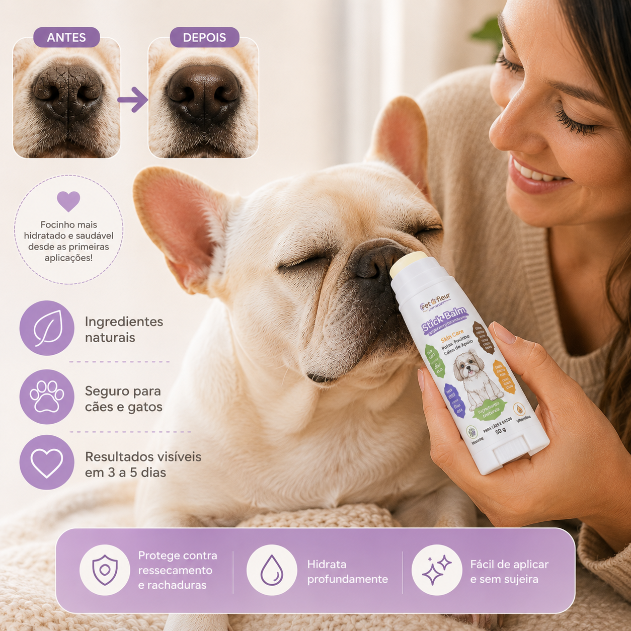 Bálsamo Calmante e Hidratante para Patas Rachadas – Cera Natural PetCare