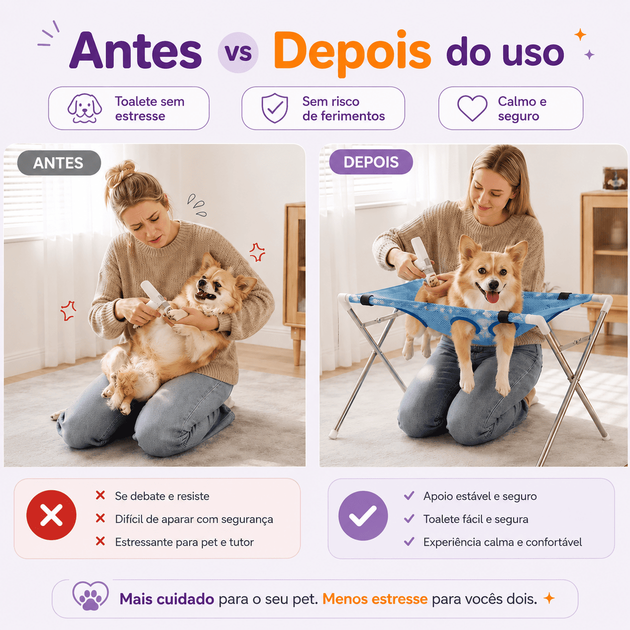 PetFix - Suporte multifuncional para Banho, Tosa e Corte de Unha em Cães e Gatos