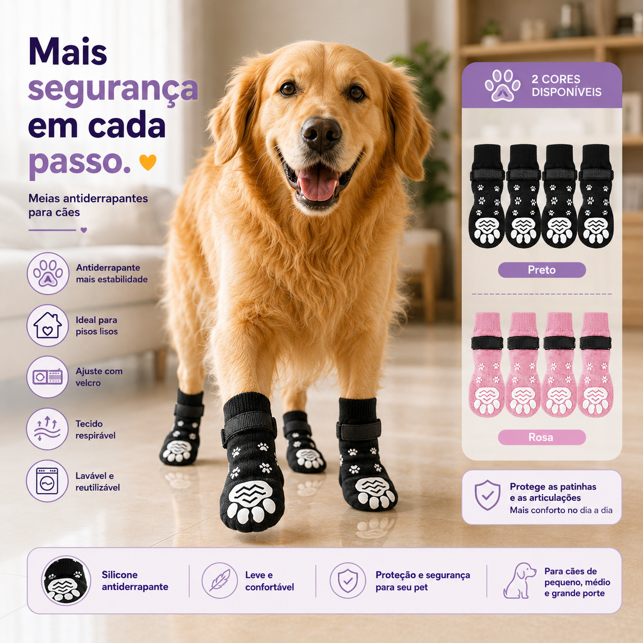 Meia Antiderrapante para Pets - Segurança e Conforto em Pisos Lisos e Escorregadios