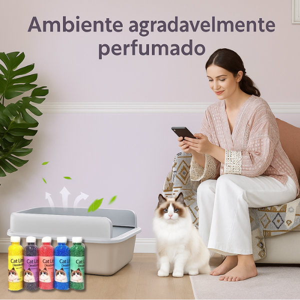 Acabe com o Mau Cheiro da Caixa de Areia – Perfume e Proteção por Até 30 Dias
