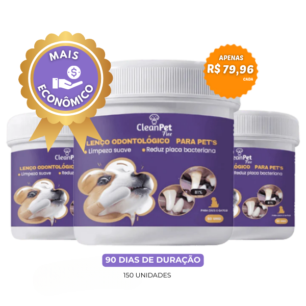 Lenços de limpeza odontológico para pets - Desenvolvido para pets que odeiam escovas (leve mais pague menos)