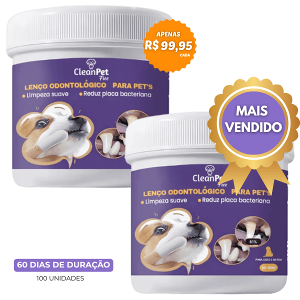 Lenços de limpeza odontológico para pets - Desenvolvido para pets que odeiam escovas (leve mais pague menos)